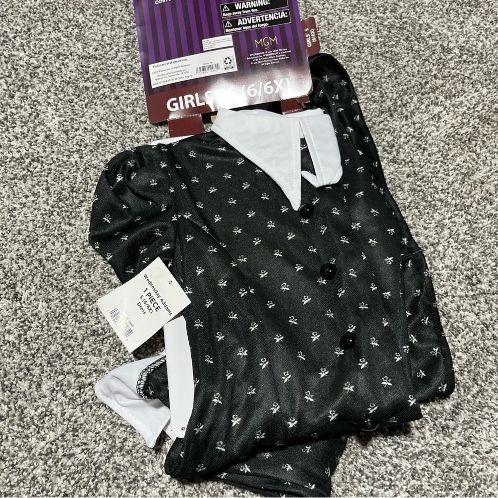 Addams Girl Halloween Costume Wednesday Addams Dress Youth Girls S 6/6x - Picture 4 of 8